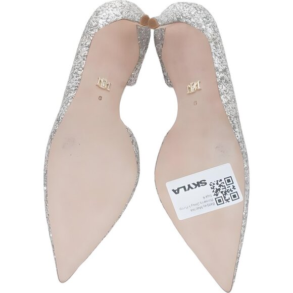 Badgley Mischka Daisy II D'Orsay Pointed Toe Pumps Silver Glitter US 6 - Picture 6 of 6